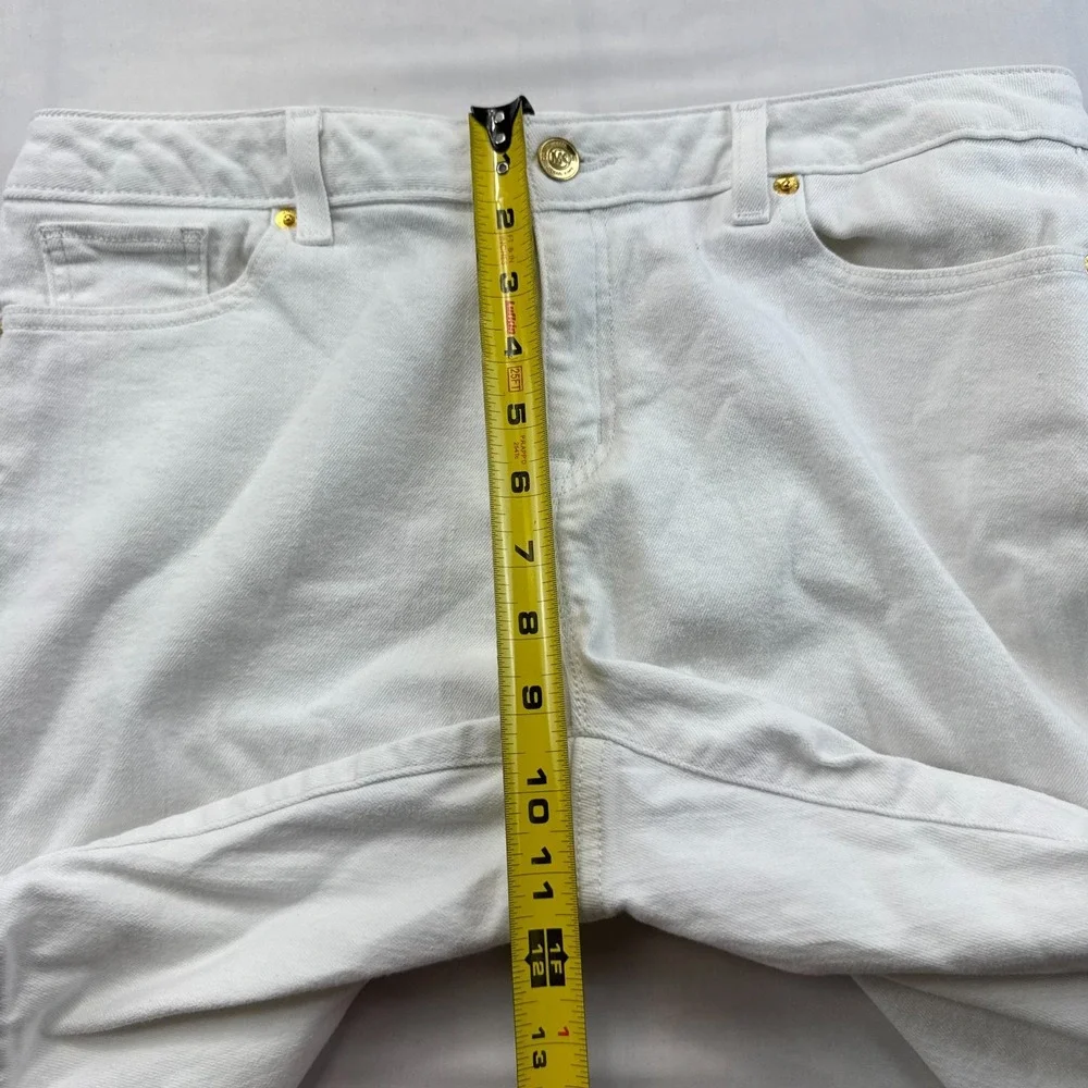 Michael Kors Bermuda Shorts Womens 8 White Denim Mid Rise Stretch Five Pockets